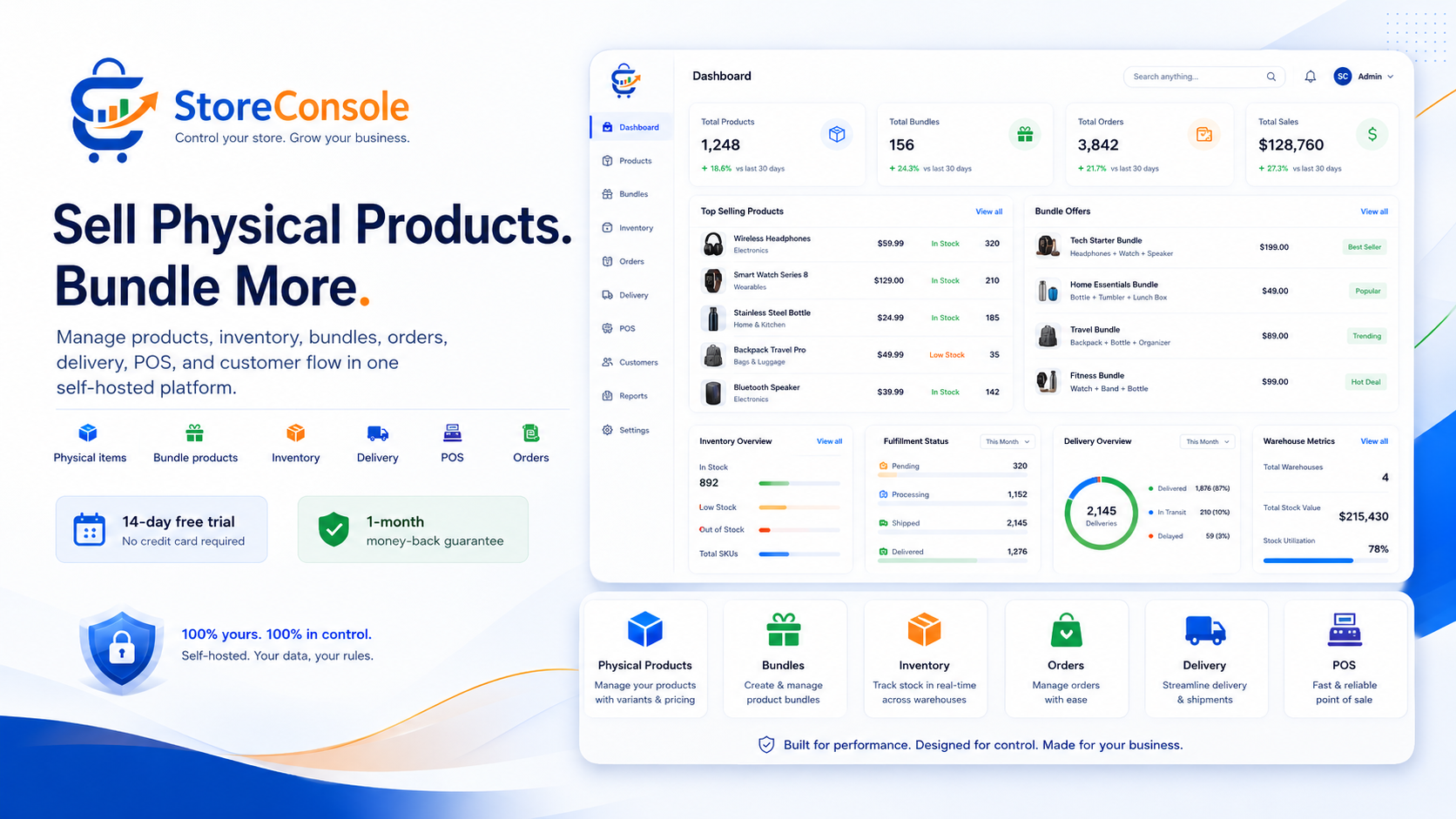 Store Console commerce and operations dashboard prepared as the product film poster